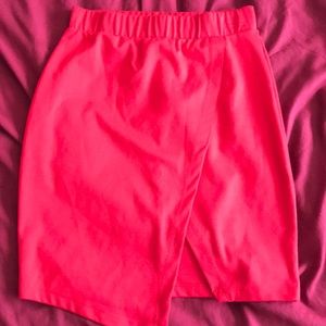 Red skirt with front slit